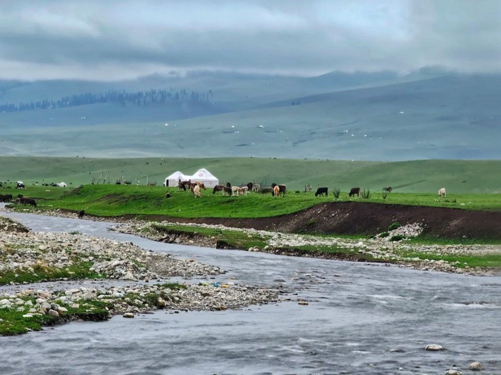 Scenic mountain road leading to Nalati Grassland