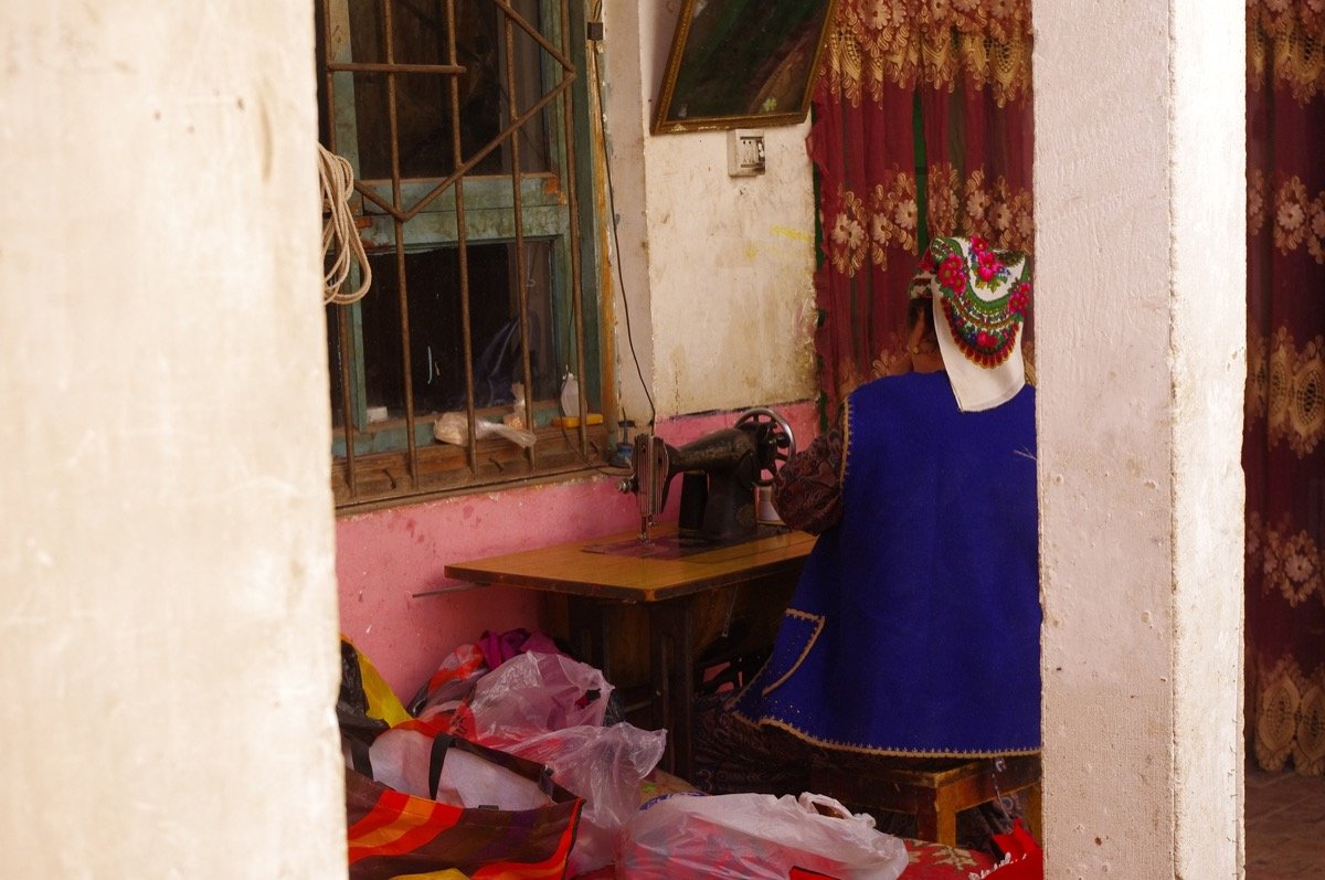 Alleys of Kashgar's old town, a place where motorcycle travelers can rest and resupply