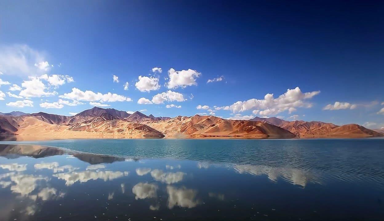 The dry red Flaming Mountains rising above the Turpan basin